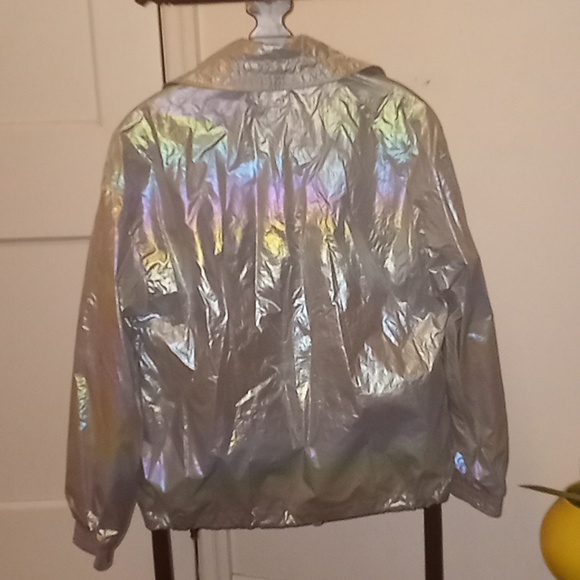 Melograno rice Holographic Windbreaker jacket colorful w rainbow zipper size S - Picture 3 of 4